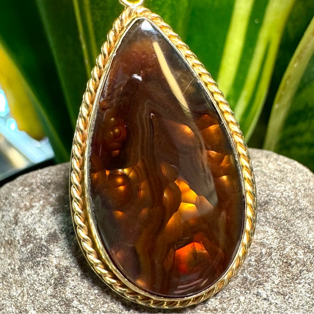 SOLD Artisan 14k Fire Agate Pendant